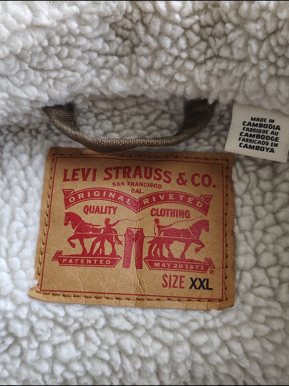 Levi's Brown Sherpa-Lined Canvas Trucker Jacket XXL - Picture 3 of 4